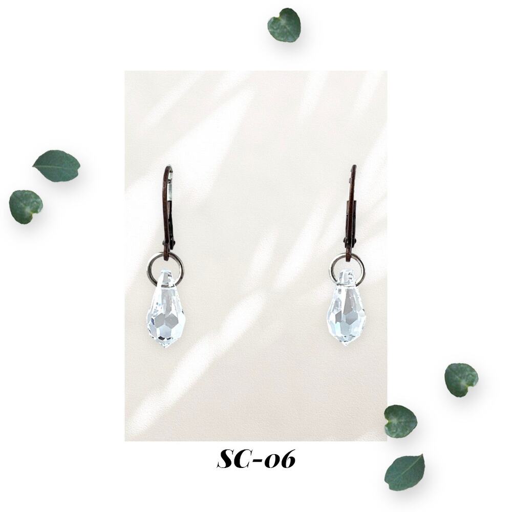 Mixed Metal Crystal Briolette Dangle Drop Earrings - Antique Copper